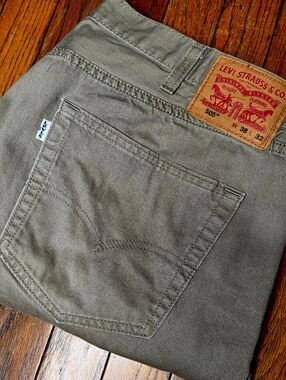 Levi's 505 Mens 38x32 Regular Fit Tan Khaki Straight Leg Pants Jeans A1